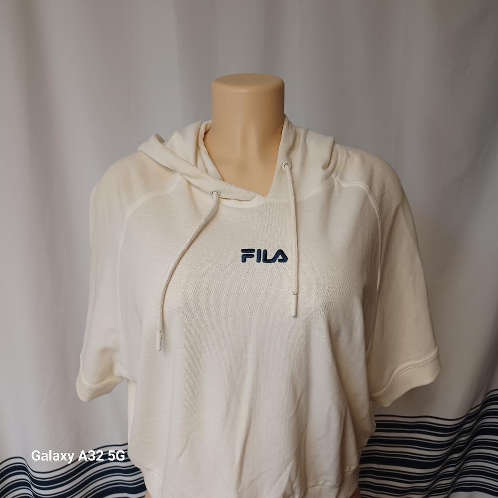 Fila Off-Cream  Cropped Hoodie Size S - Picture 3 of 13